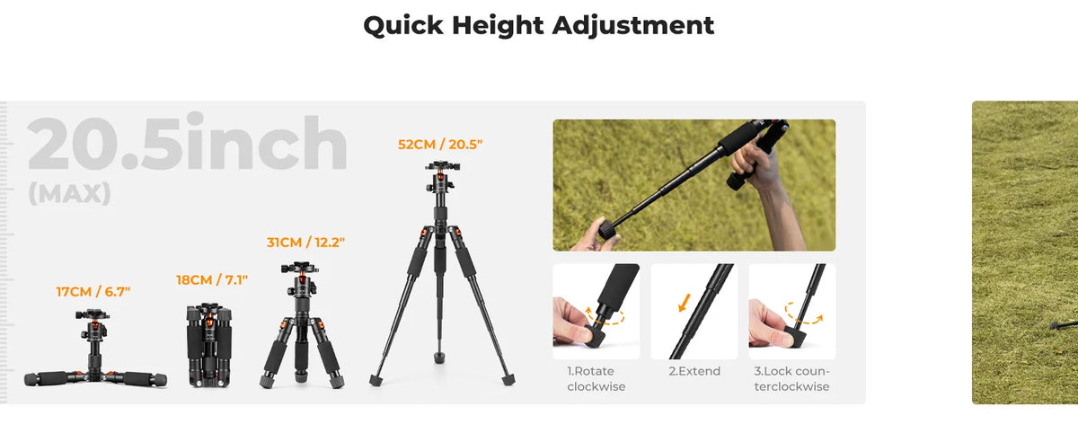 K&F S225A0 52cm Mini Desktop Tripod with Ball Head