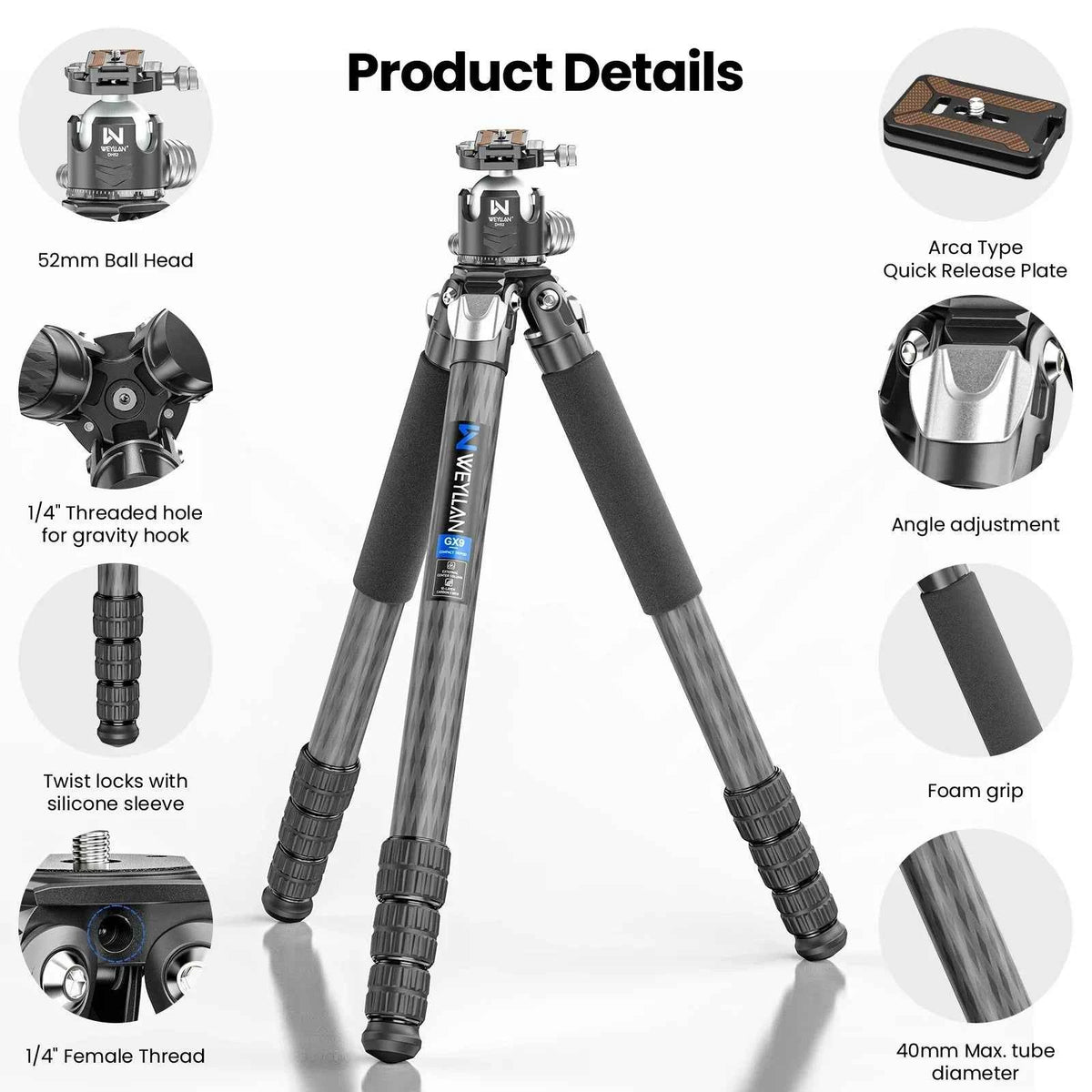 WEYLLAN GX9 Heavy-Duty Carbon Fibre Tripod