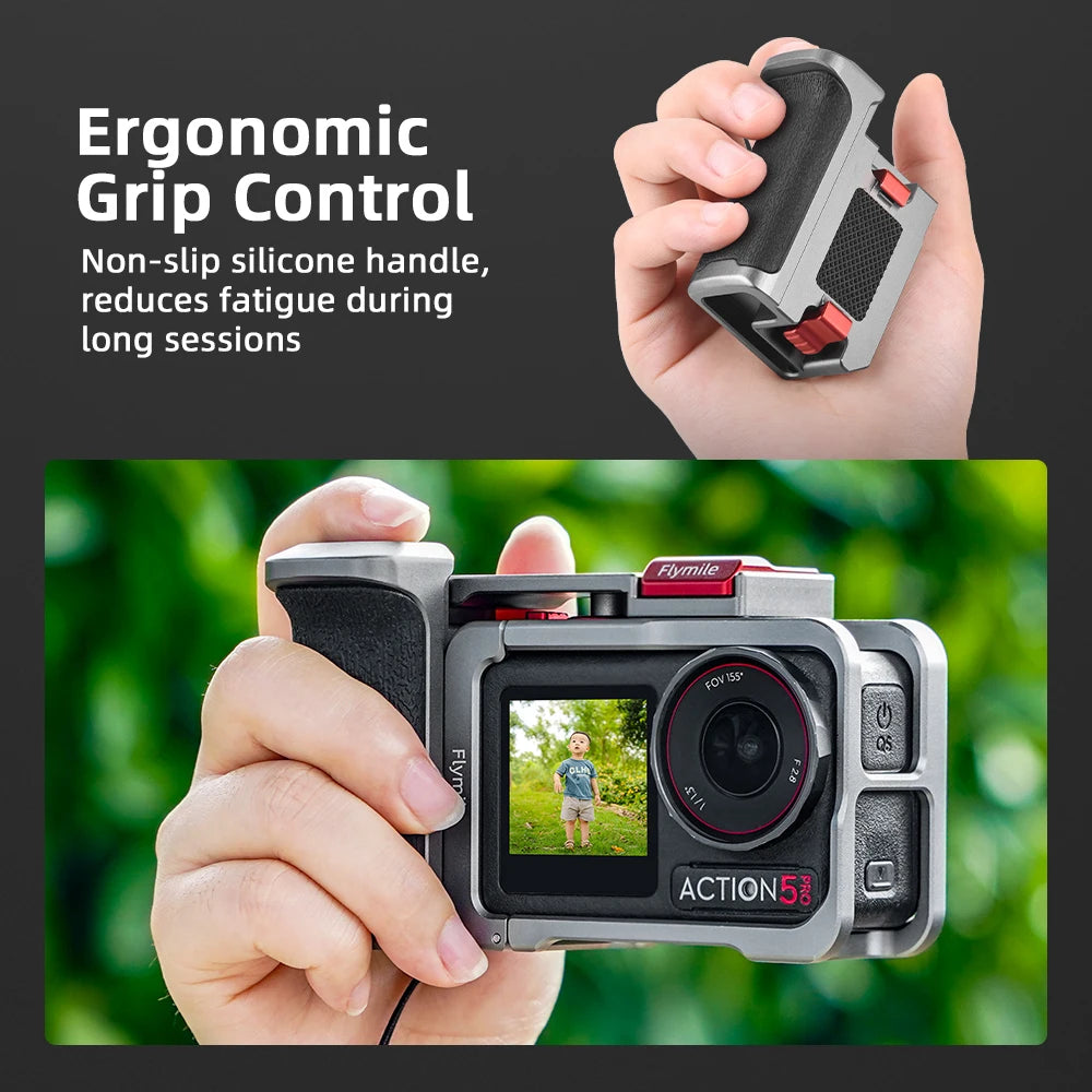 Flymile Camera Cage & Grip for DJI Osmo Action 4 / 5 Pro