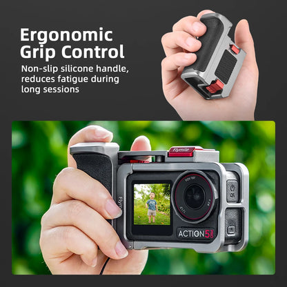 Flymile Camera Cage & Grip for DJI Osmo Action 4 / 5 Pro