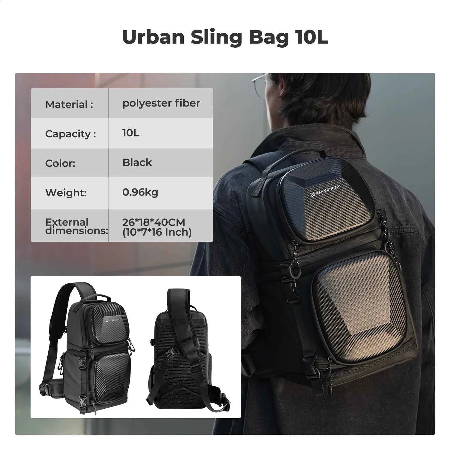 K&F CONCEPT 10L Camera Sling Bag Hardshell Photographers Shoulder Bag Crossbody Backpack Camera Bag For Sony Canon Nikon DSLR