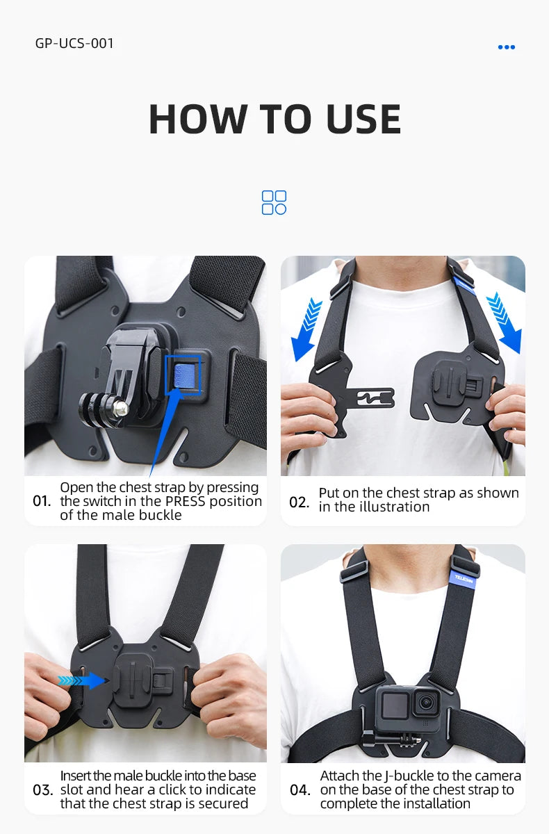 TELESIN Action Camera Chest Harness Mount
