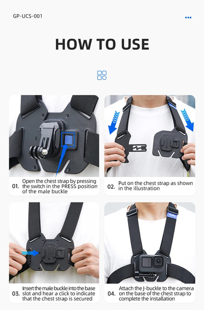 TELESIN Action Camera Chest Harness Mount