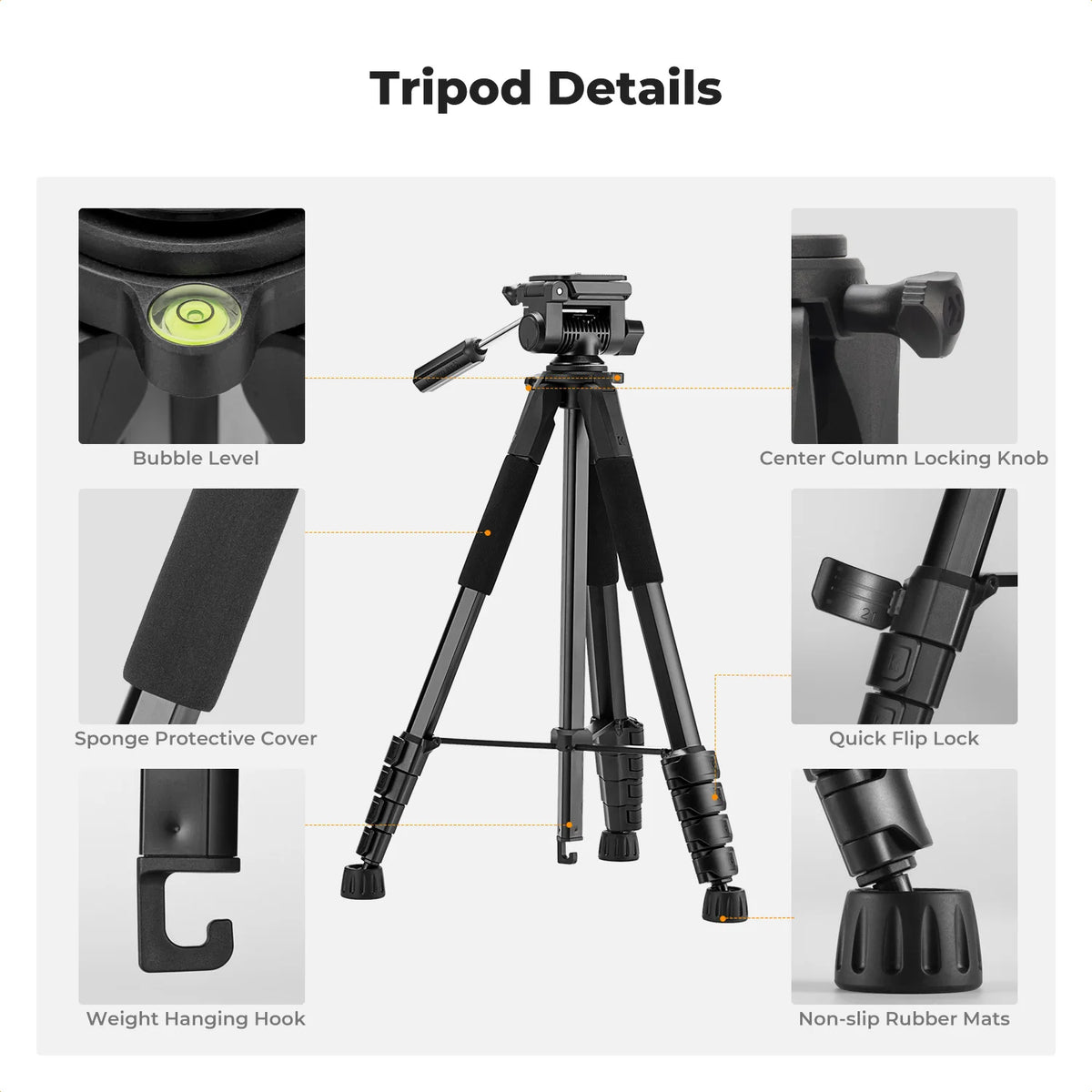 K&F S255A3 190cm Lightweight Camera Tripod