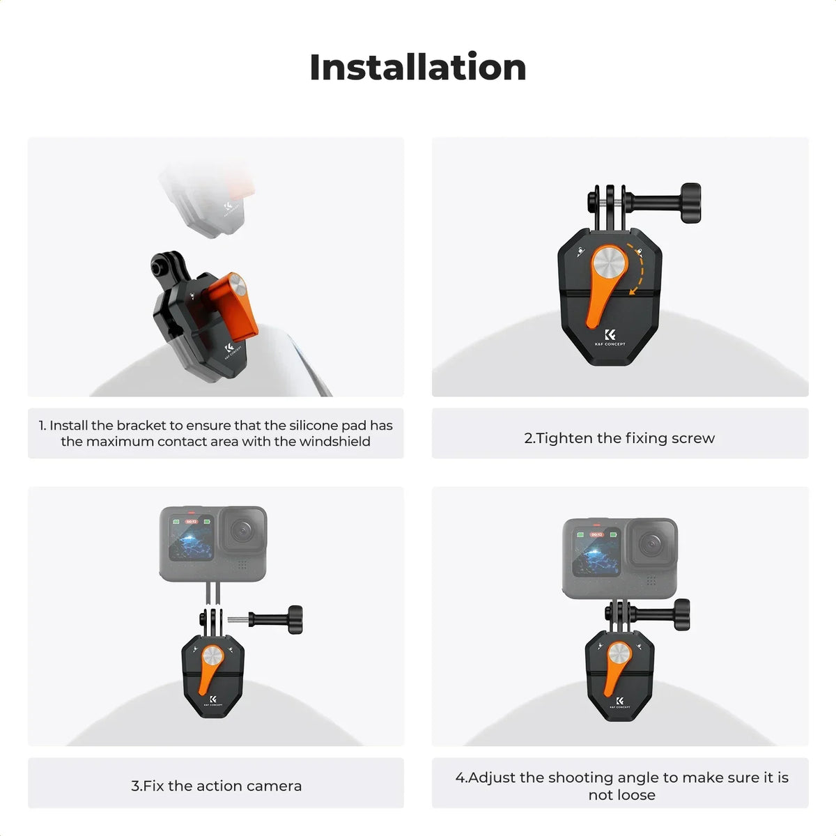 K&F Concept Windshield Clamp Action Camera Mount