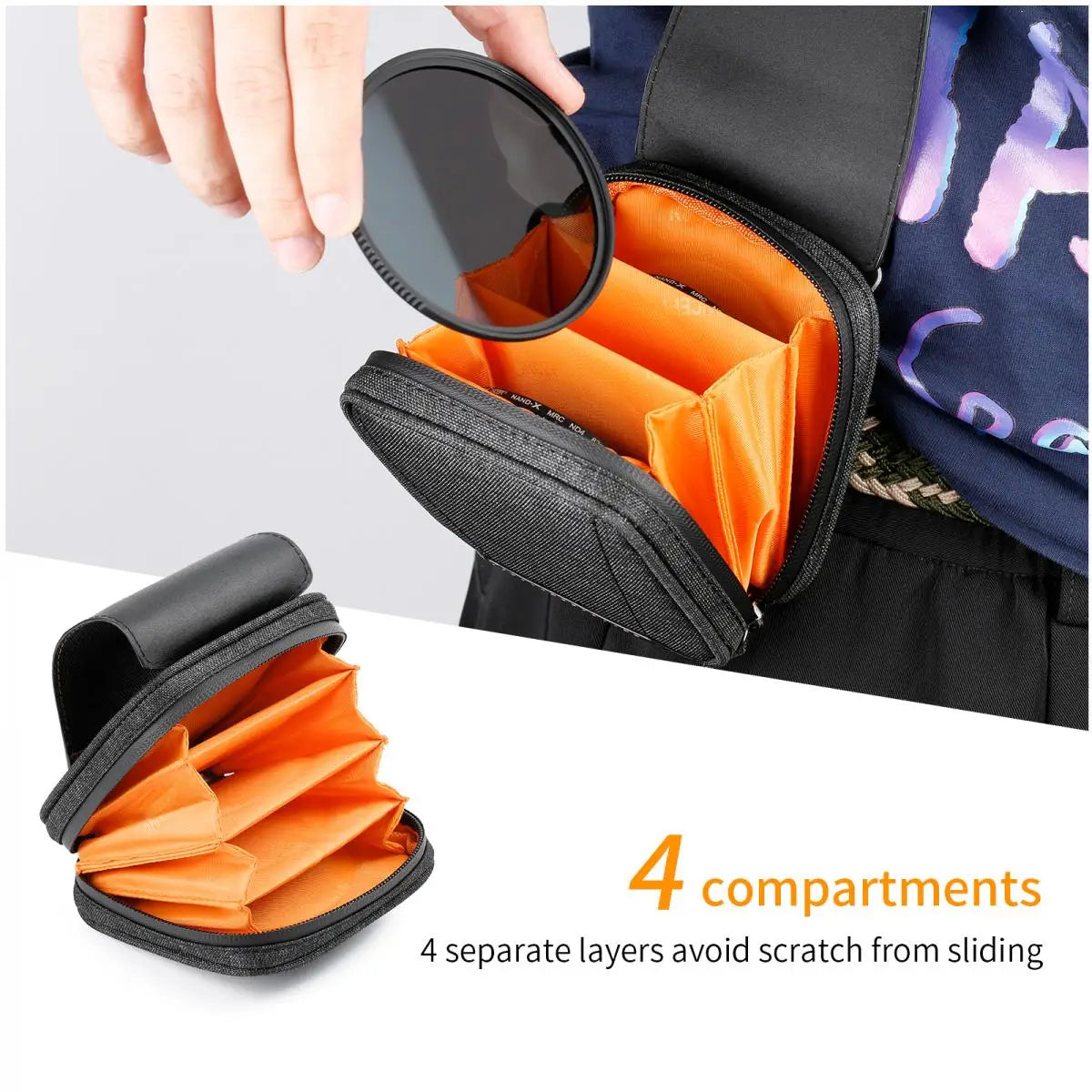 K&F Concept Waterproof 4-Slot Lens Filter Case for 37-95mm Filters