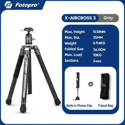 Fotopro X-Aircross 3 Carbon Fibre Travel Tripod