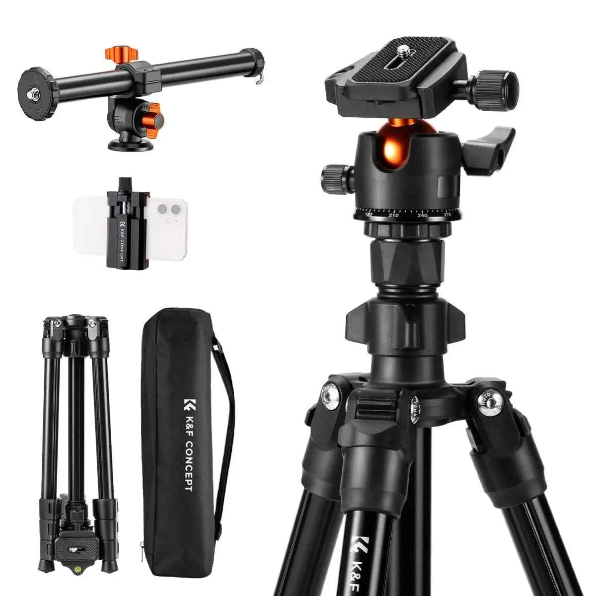 K&F O234A1 76 Inch Travel Tripod with Multi-Angle Centre Column