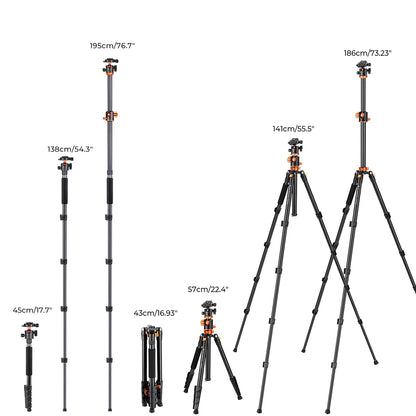 K&F Concept T255A3 72-Inch Aluminium Monopod Tripod