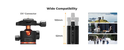 K&F 178cm Aluminium Travel Tripod with Ball Head