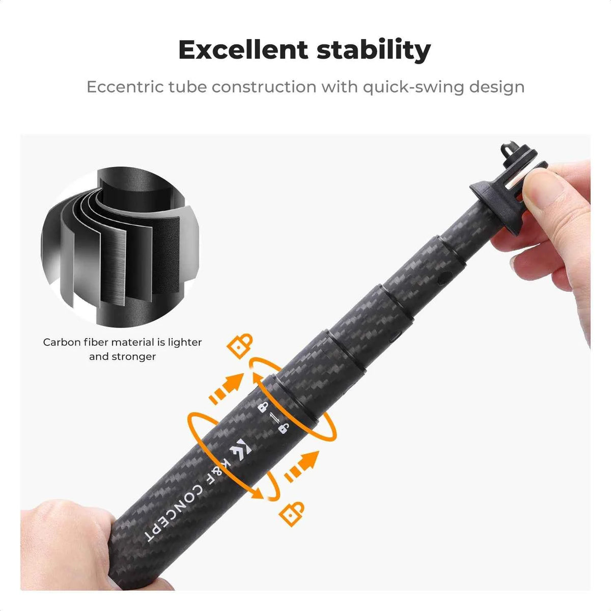 K&F MS22 127cm Invisible Selfie Stick for Action Cameras