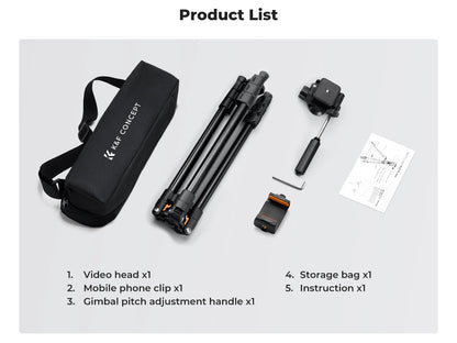 K&F 196cm Camera Tripod with 3-Way Head