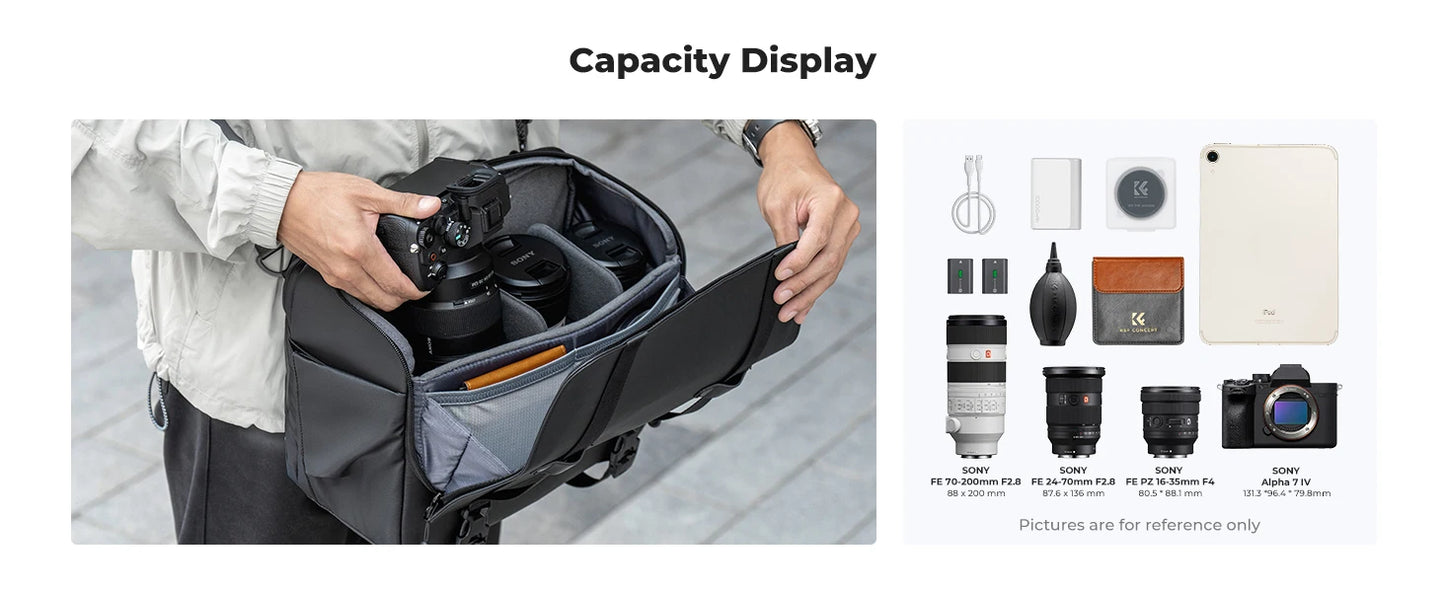 K&F 10L Camera Sling Bag with Tripod Holder