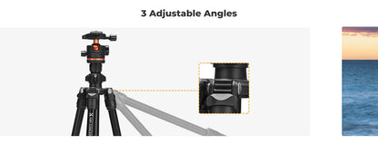 K&F 178cm Aluminium Travel Tripod with Ball Head