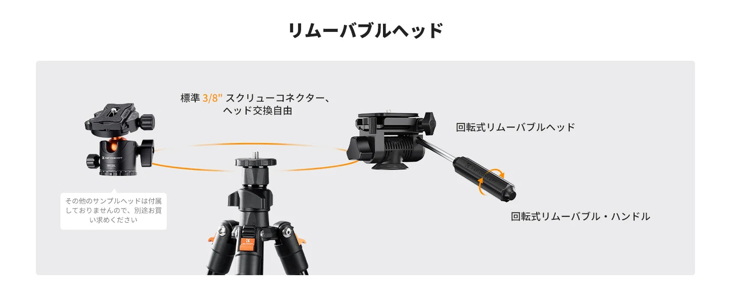 K&F 196cm Camera Tripod with 3-Way Head