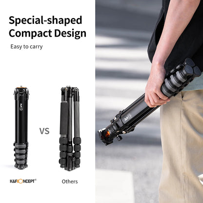 K&F Concept 70-Inch Compact Aluminium Travel Tripod – 15kg Load