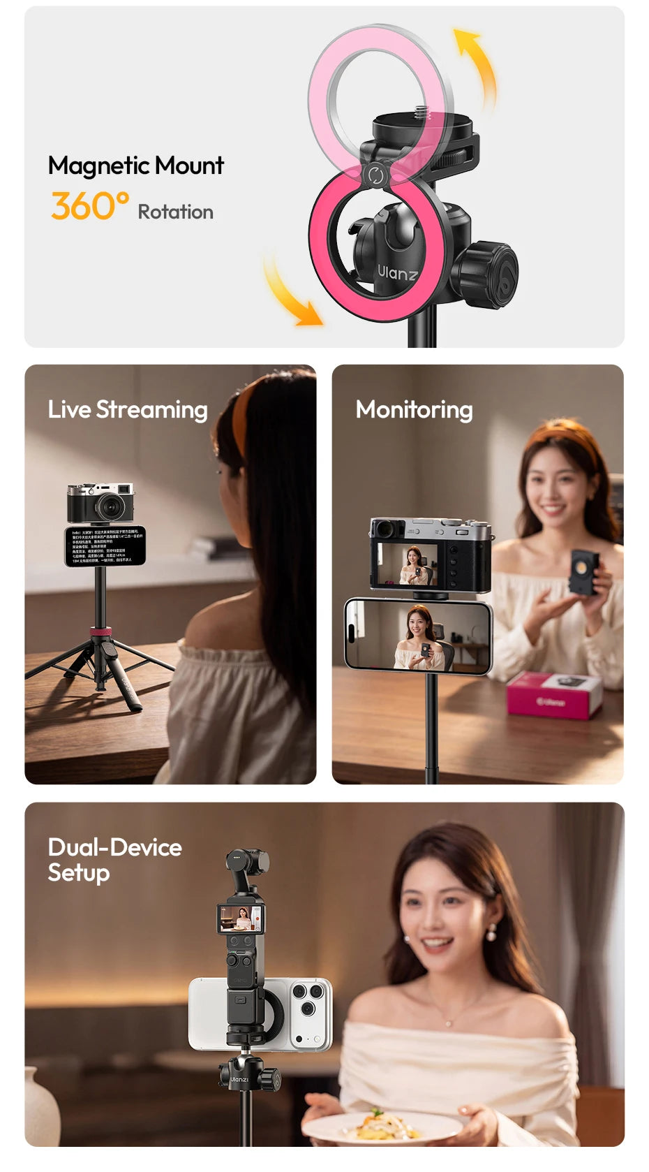 Ulanzi MT-44M Magnetic Selfie Stick & Tripod
