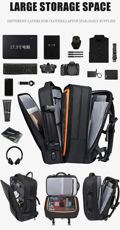 BANGE 17.3 Inch Expandable Travel Backpack with USB Port
