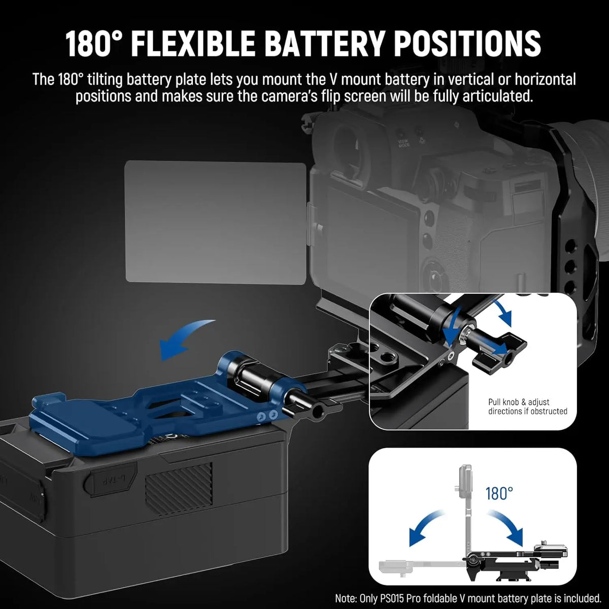 NEEWER Foldable V-Mount Battery Plate with Arca-Type Baseplate