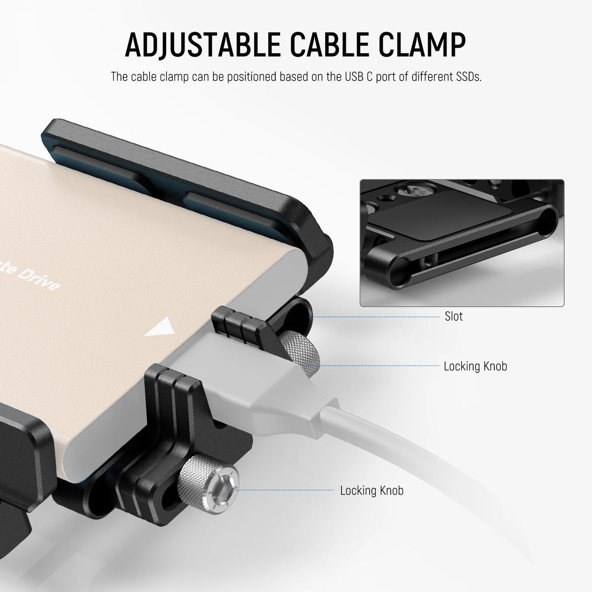 NEEWER SSD Holder Mount with Cold Shoe and Cable Clamp