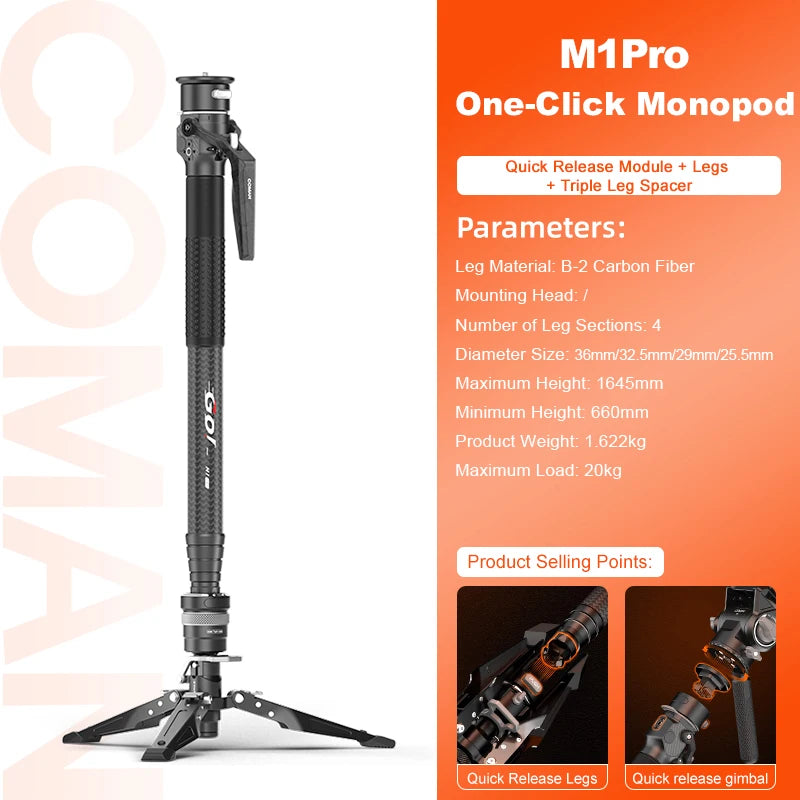 COMAN M1 Carbon Fibre Monopod Tripod