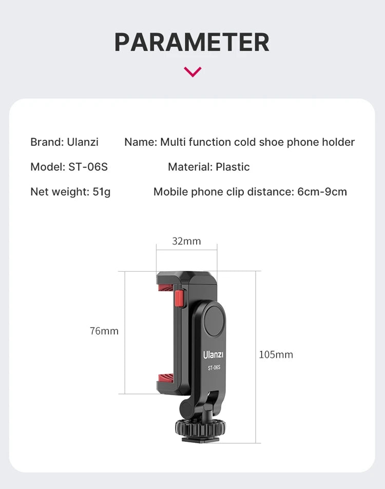 Ulanzi ST-06S 360° Smartphone Tripod Mount