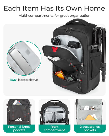 BAGSMART Rolling Camera Bag Backpack