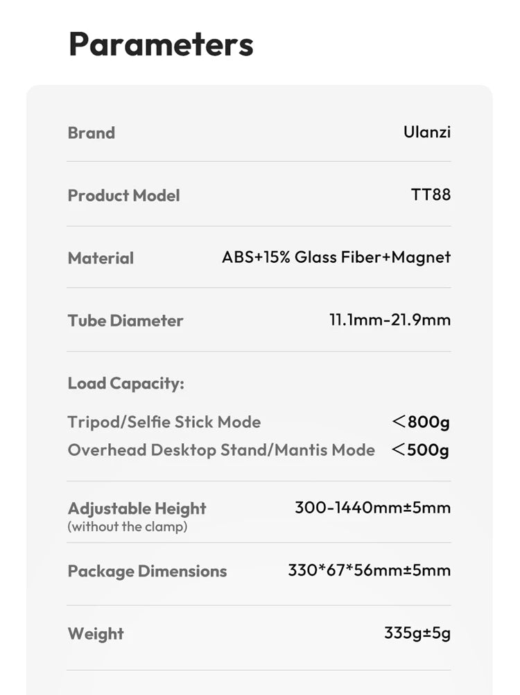 Ulanzi TT88 Mantis Desktop & Overhead Phone Tripod