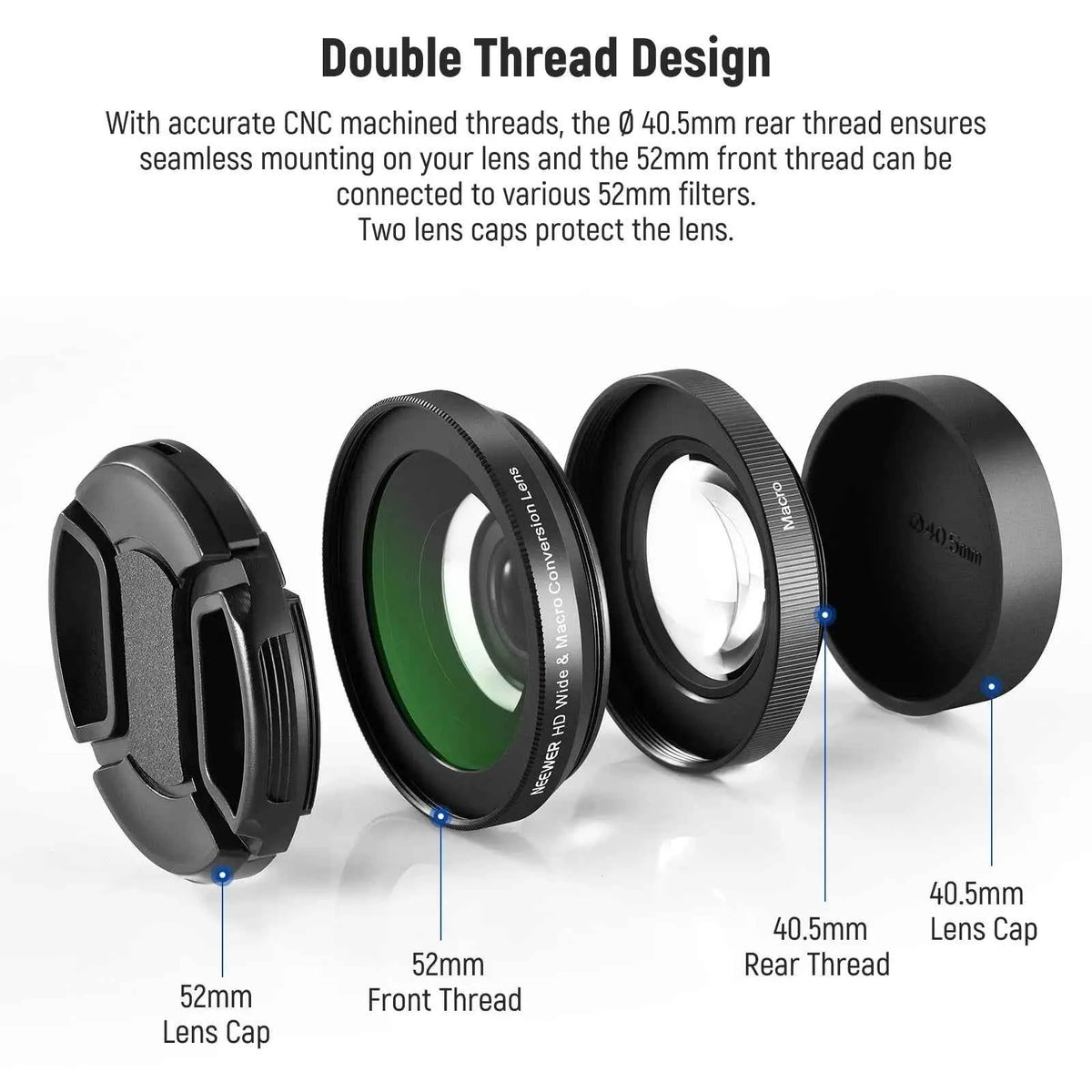 NEEWER 40.5mm HD Wide-Angle and 10x Macro Lens Adapter