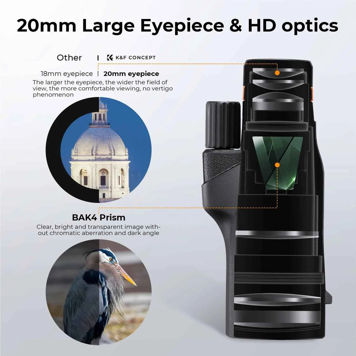K&F 12x50 Waterproof Monocular Telescope with Phone Adapter