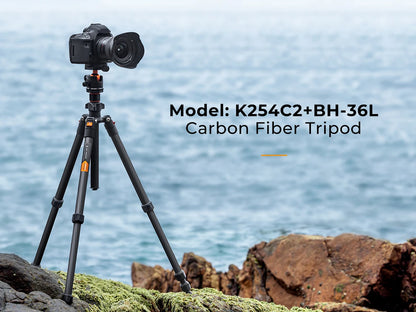 K&F Concept K254C2 Carbon Fibre Travel Tripod with 36mm Ball Head
