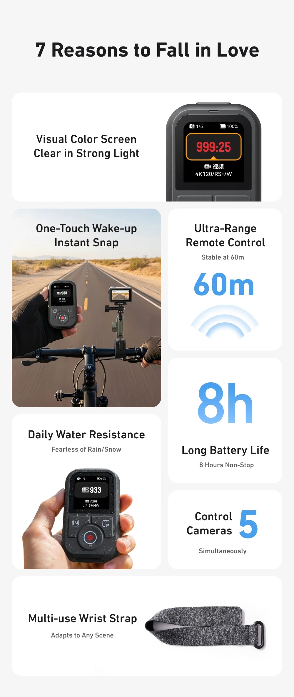 TELESIN Bluetooth Remote for DJI Osmo Action 4 / 5 / 6