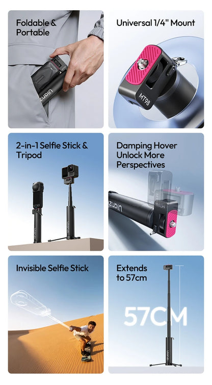 Ulanzi MT98 Invisible Selfie Stick 57cm for Action Cameras