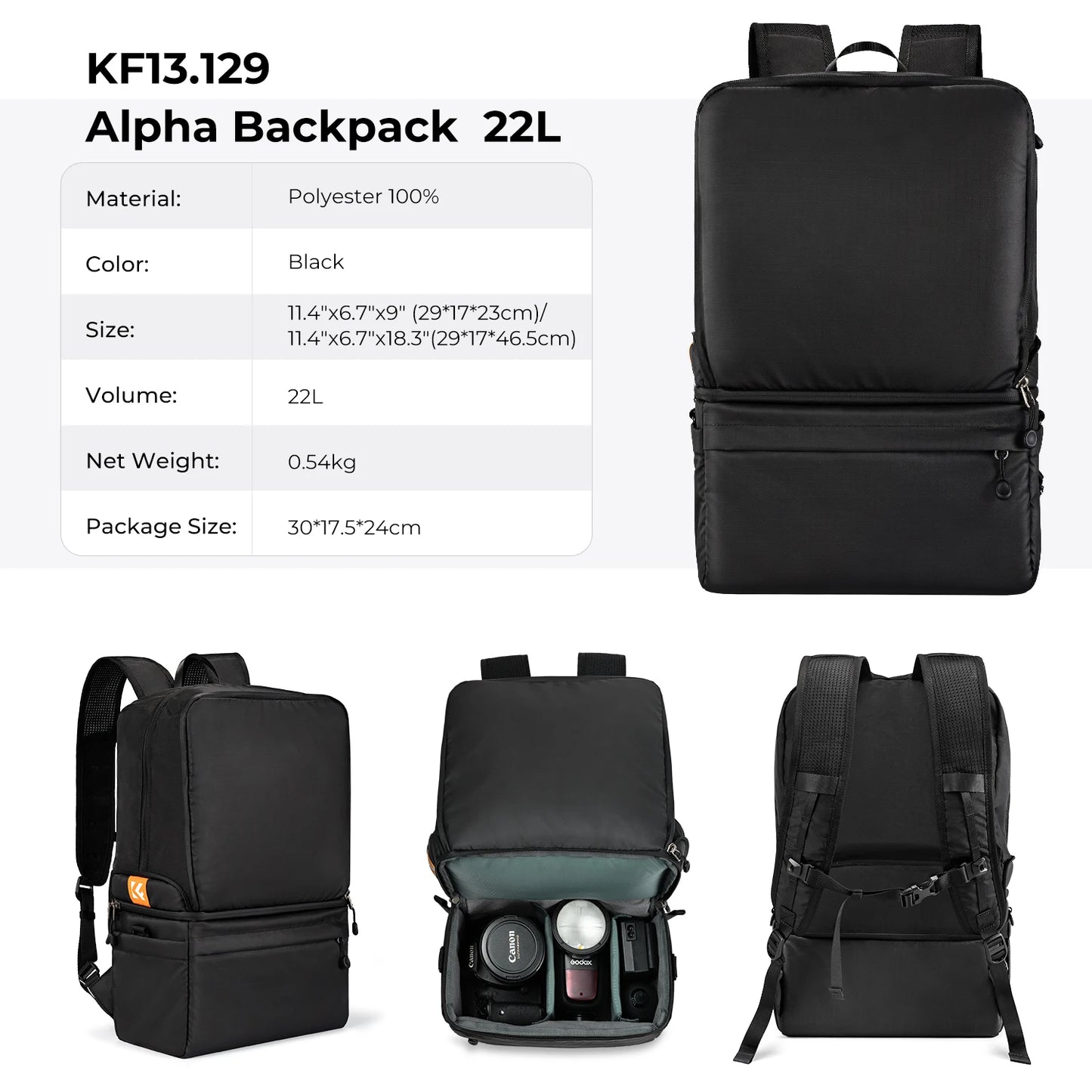 K&F Concept 22L 2-in-1 Camera Backpack & Shoulder Bag