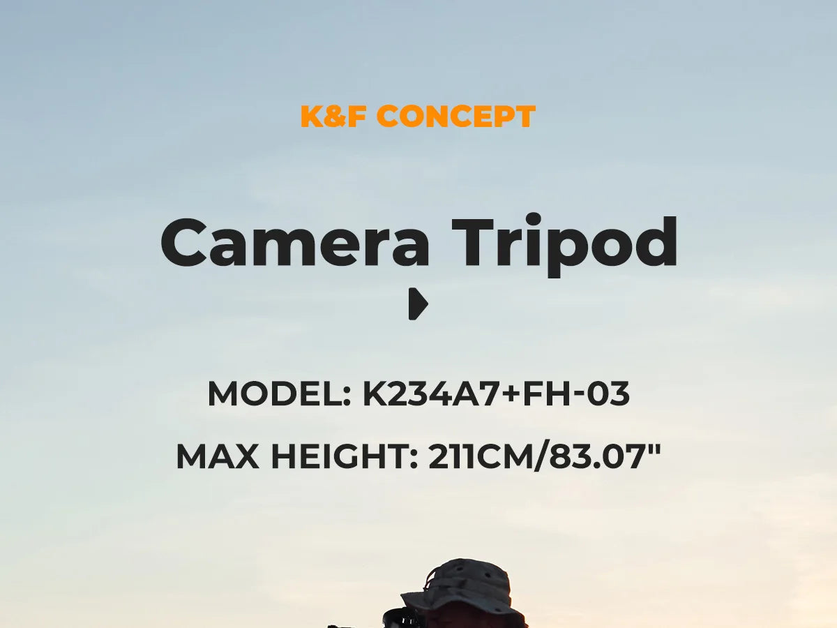 K&F Concept 83-Inch Aluminium Video Tripod with Fluid Head