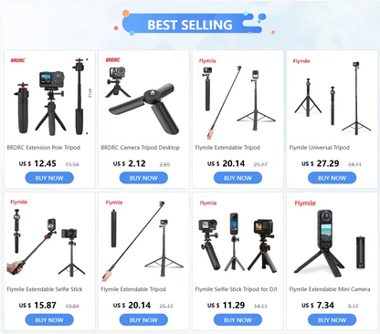 Flymile Extendable Selfie Stick Tripod for Action Cameras