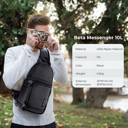 K&F Concept 10L Camera Sling Bag for DSLR & Mirrorless Cameras - Upgraded Grey