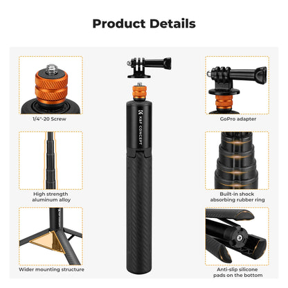 K&F 120cm Invisible Selfie Stick for Action Cameras