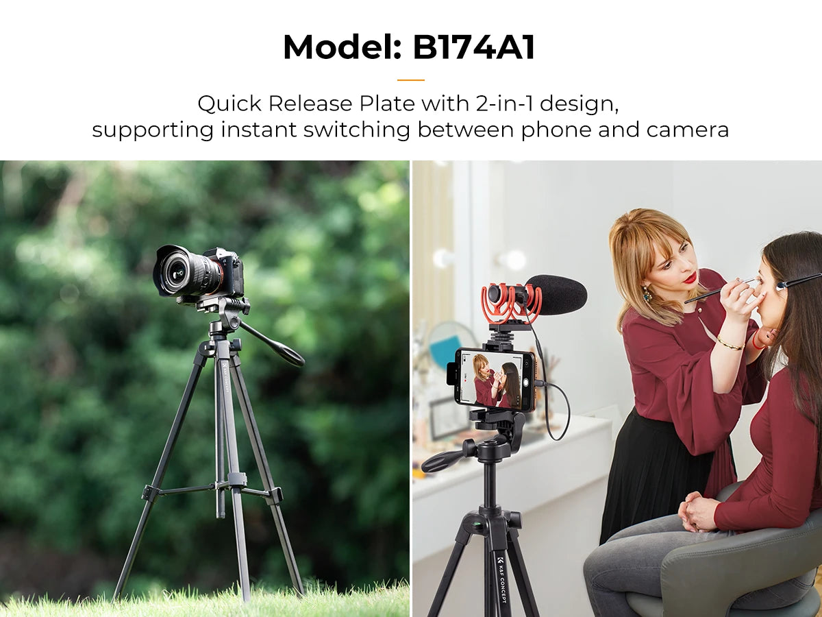 K&F B174A1 152cm Aluminium Tripod with Bluetooth Remote