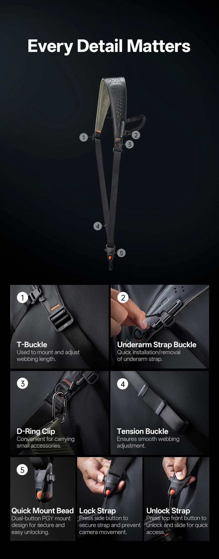 PGYTECH Camera Strap Pro Quick Release Shoulder Strap