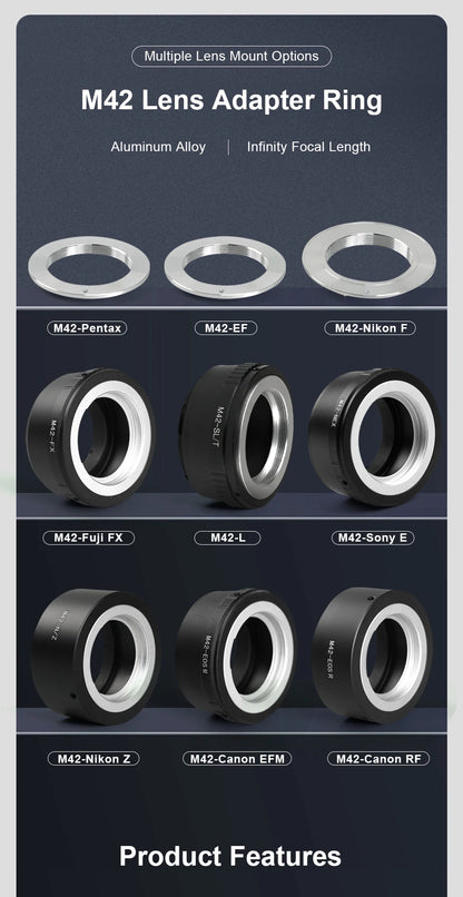 M42 Screw Lens Adapter for Mirrorless and DSLR Cameras