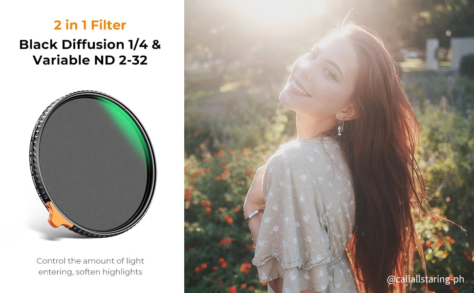 K&F Concept Black Mist Diffusion Lens Filter - 2 in 1 filter / 55mm