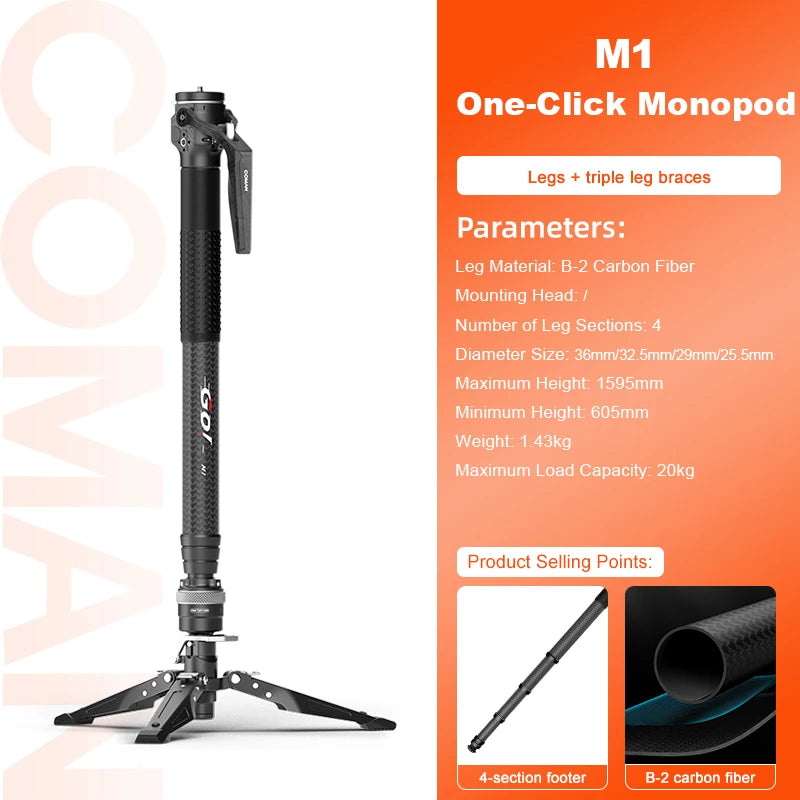 COMAN M1 Carbon Fibre Monopod Tripod