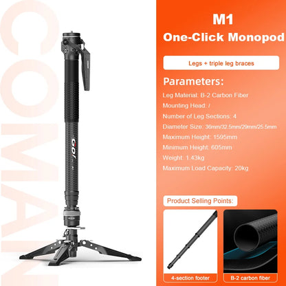 COMAN M1 Carbon Fibre Monopod Tripod