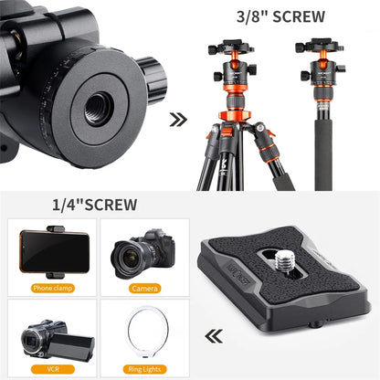K&F 10kg Metal Tripod Ball Head with Quick Release Plate