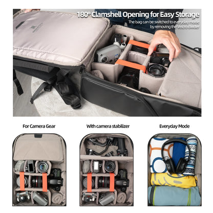 Besnfoto Waterproof Rolltop Camera Backpack