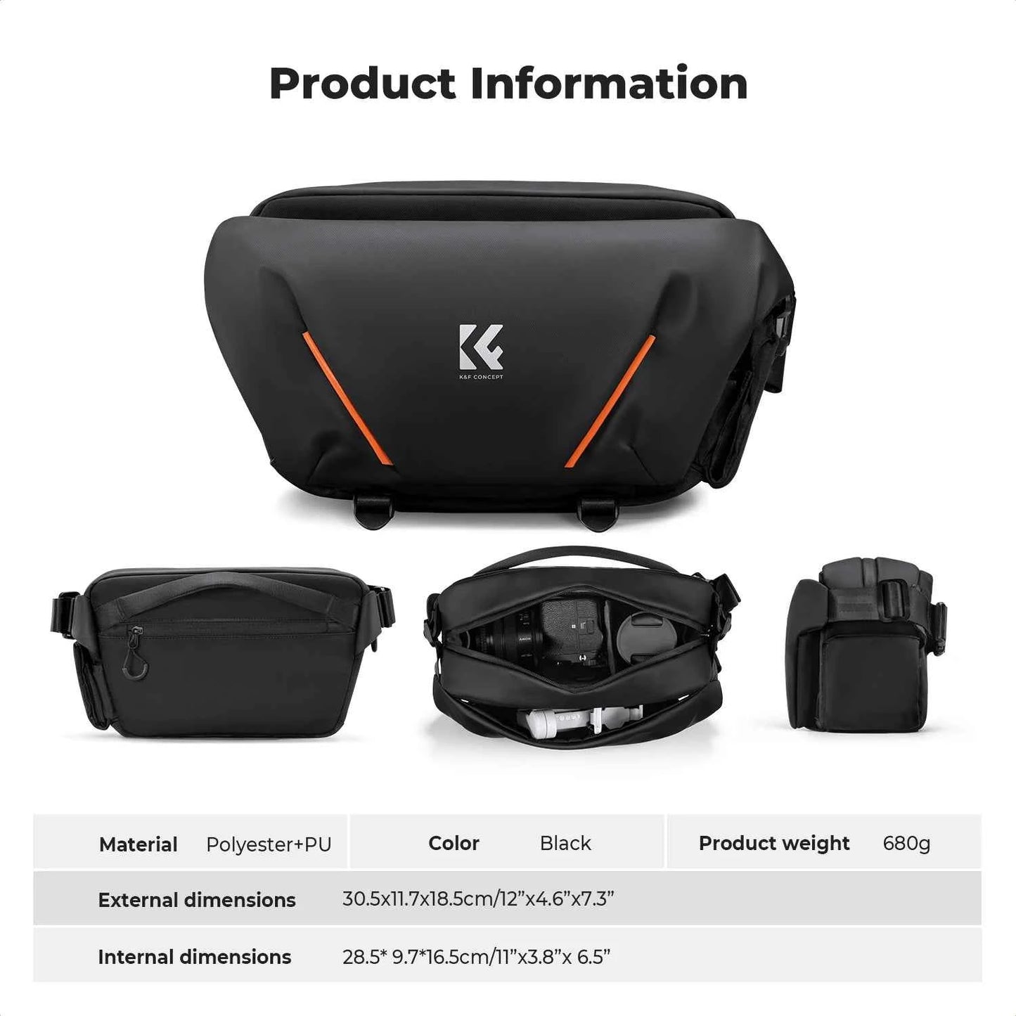 K&F CONCEPT 7L Lightweight Camera Sling Bag Travel Photography Shoulder Bag For Canon Sony Nikon DSLR Camera Case Tripod Holder