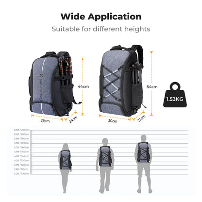 K&F Concept 25L/32L Large Camera Backpack with 15-Inch Laptop Compartment