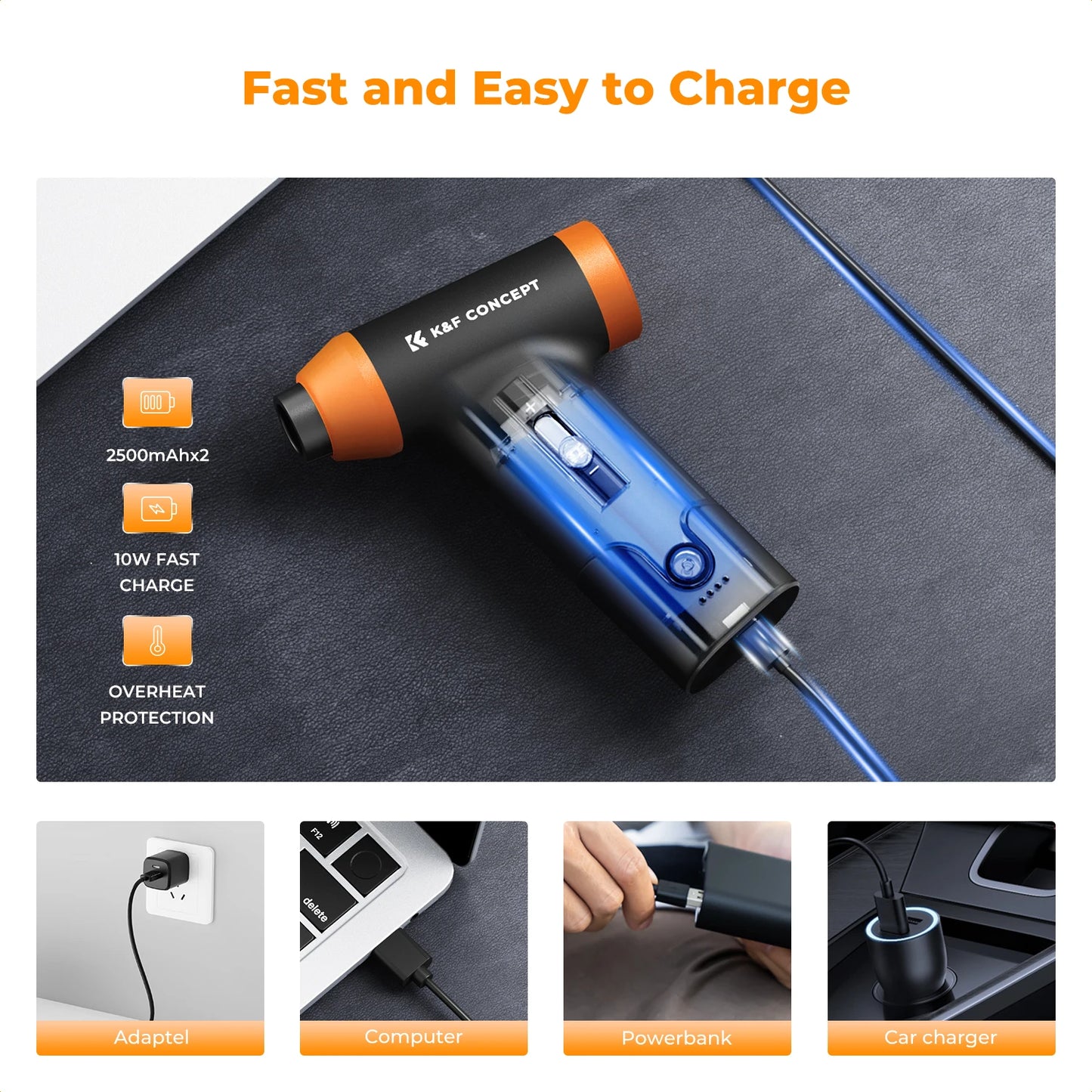 K&F Cordless Electric Air Duster & Camera Cleaner