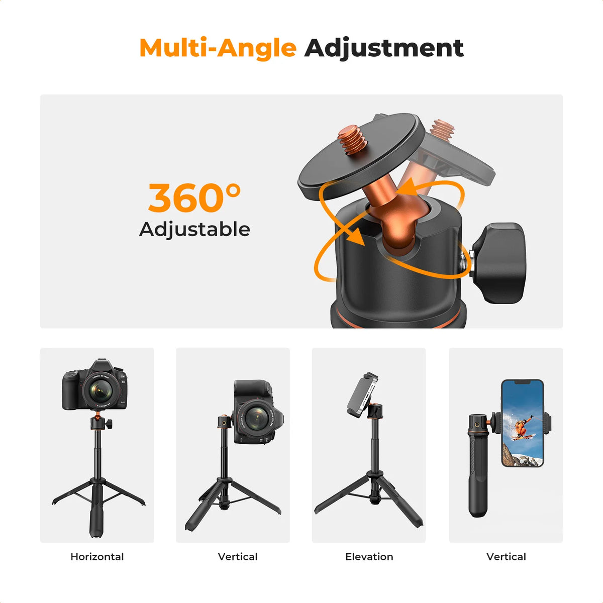 K&F MS11 60cm 3-in-1 Selfie Stick Desktop Tripod
